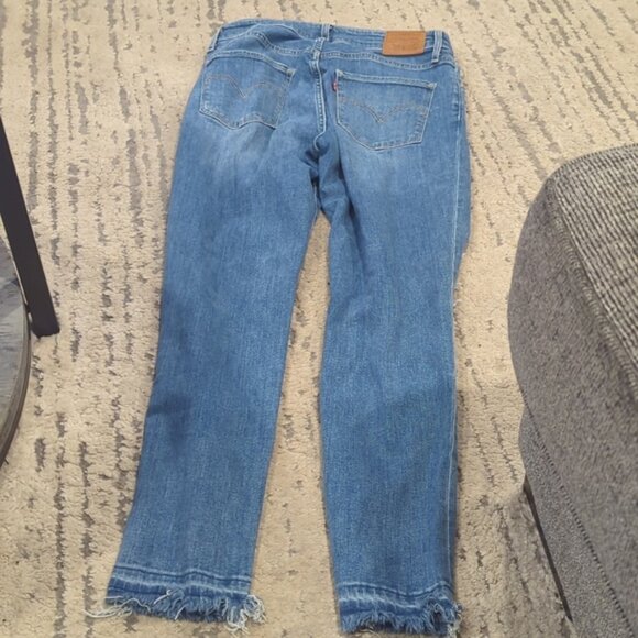 Levi's 721 high rise skinny distressed raw hem jeans premium Big E - Picture 5 of 10